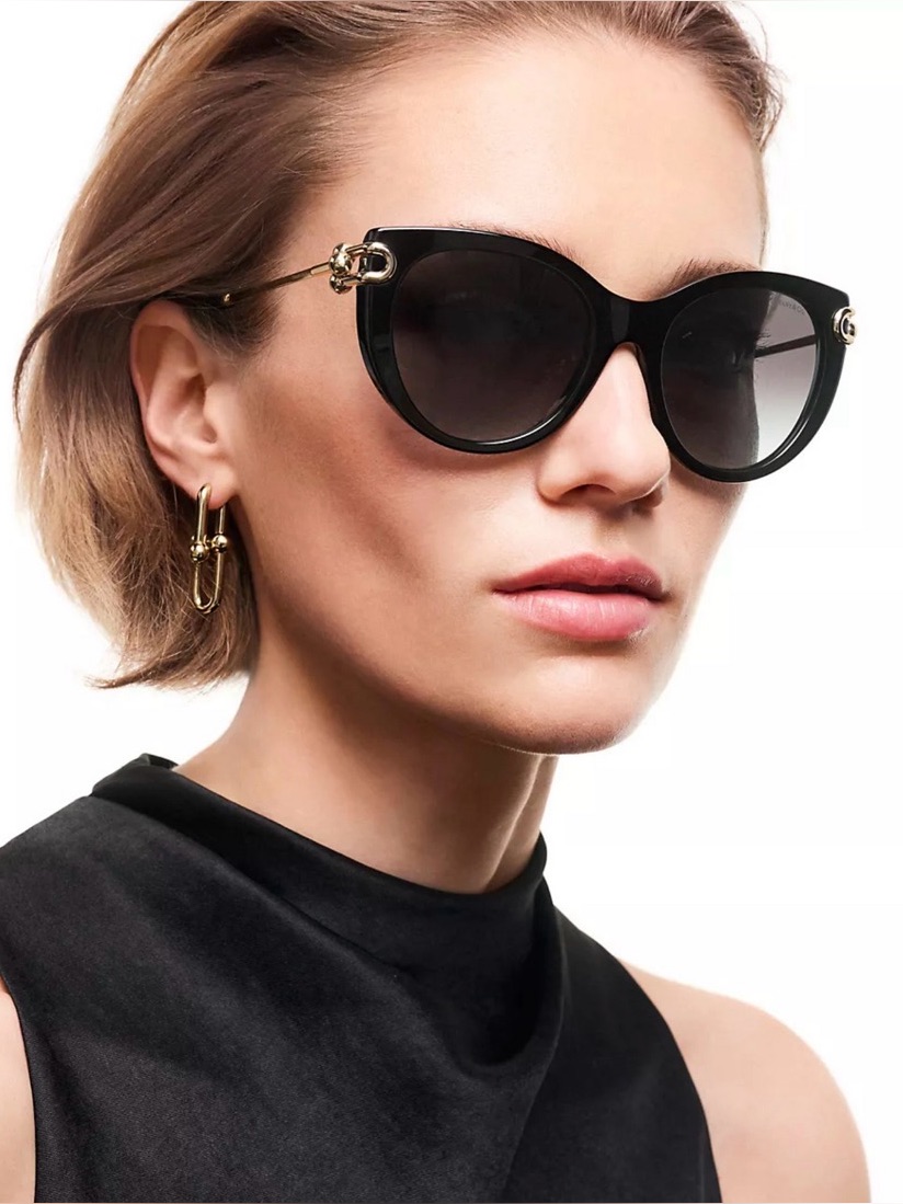 New Tiffany & Co Tf4232 80013c Designer Black Cat-Eye Sunglasses Gold Accents